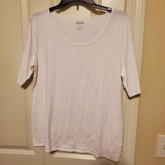 Duluth Trading Co White Scoopneck Tee XL - Picture 1 of 5